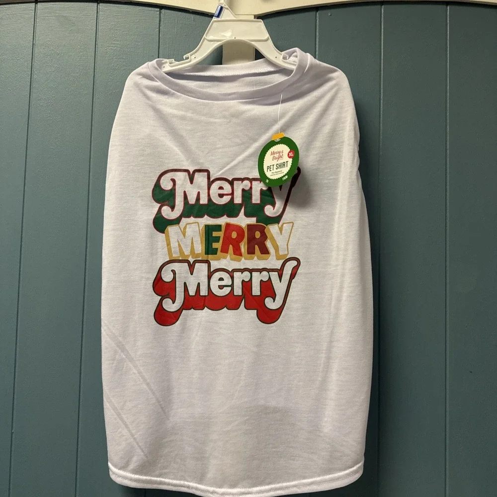 New Merry&Bright Christmas Merry and Bright Dog T-Shirt Size XL‎